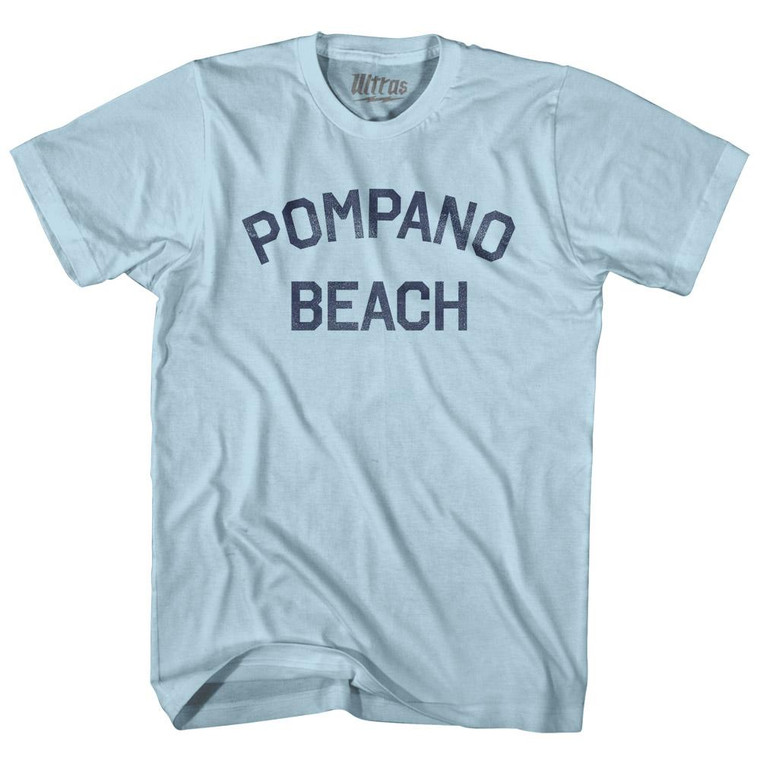 Florida Pompano Beach Adult Cotton Vintage T-Shirt - Light Blue