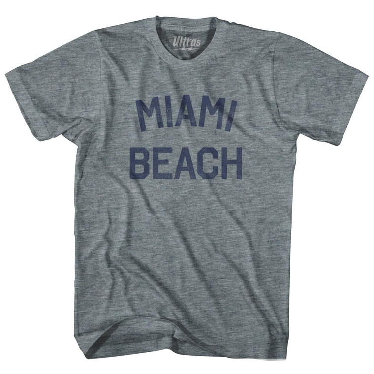 Florida Miami Beach Adult Tri-Blend Vintage T-shirt - Athletic Grey