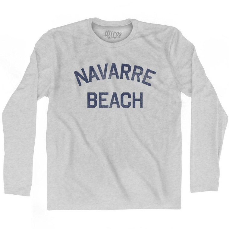 Florida Navarre Beach Adult Cotton Long Sleeve Vintage T-Shirt - Grey Heather