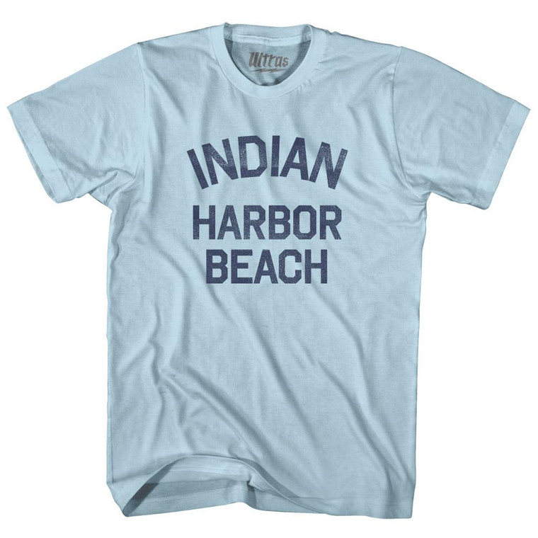 Florida Indian Harbour Beach Adult Cotton Vintage T-Shirt - Light Blue