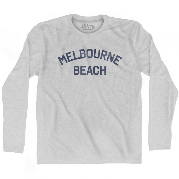 Florida Melbourne Beach Adult Cotton Long Sleeve Vintage T-Shirt - Grey Heather
