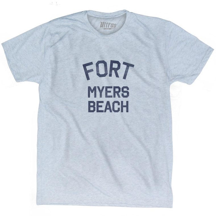 Florida Fort Myers Beach Adult Tri-Blend Vintage T-Shirt - Athletic White