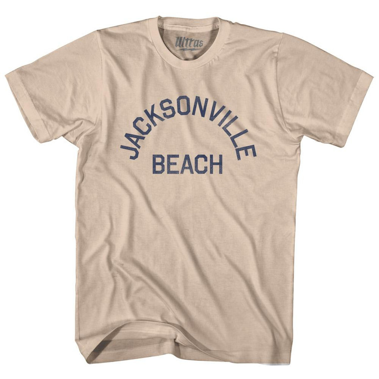 Florida Jacksonville Beach Adult Cotton Vintage T-Shirt - Creme