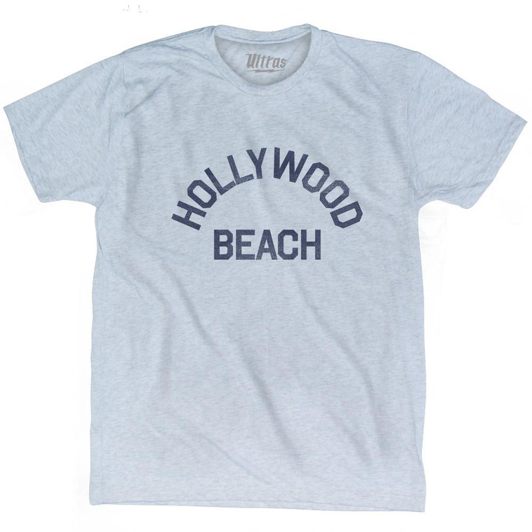 Florida Hollywood Beach Adult Tri-Blend Vintage T-Shirt - Athletic White