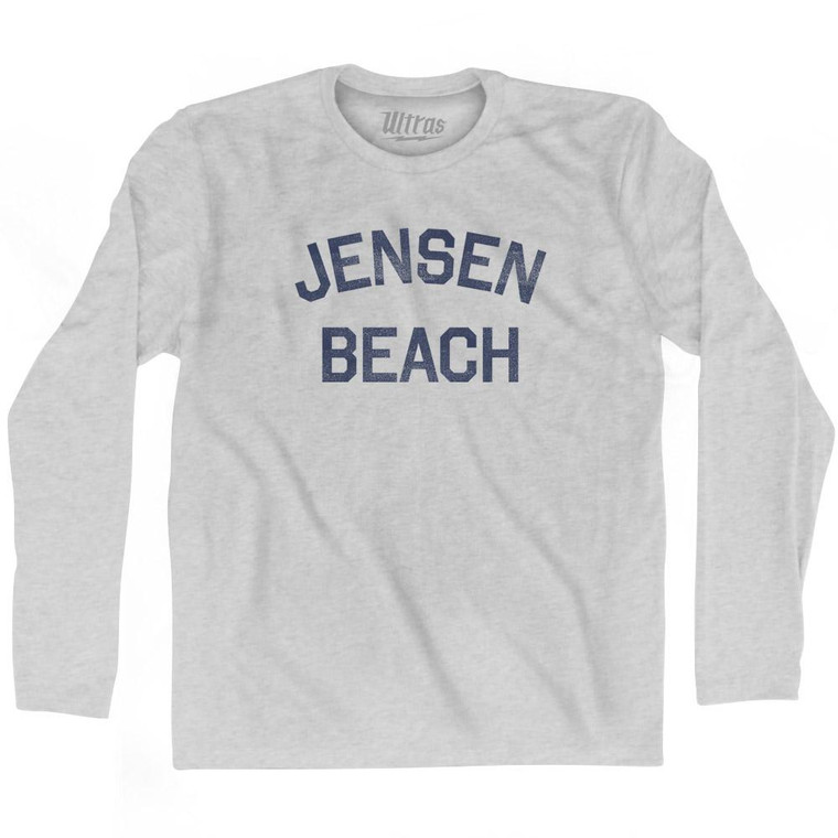 Florida Jensen Beach Adult Cotton Long Sleeve Vintage T-Shirt - Grey Heather