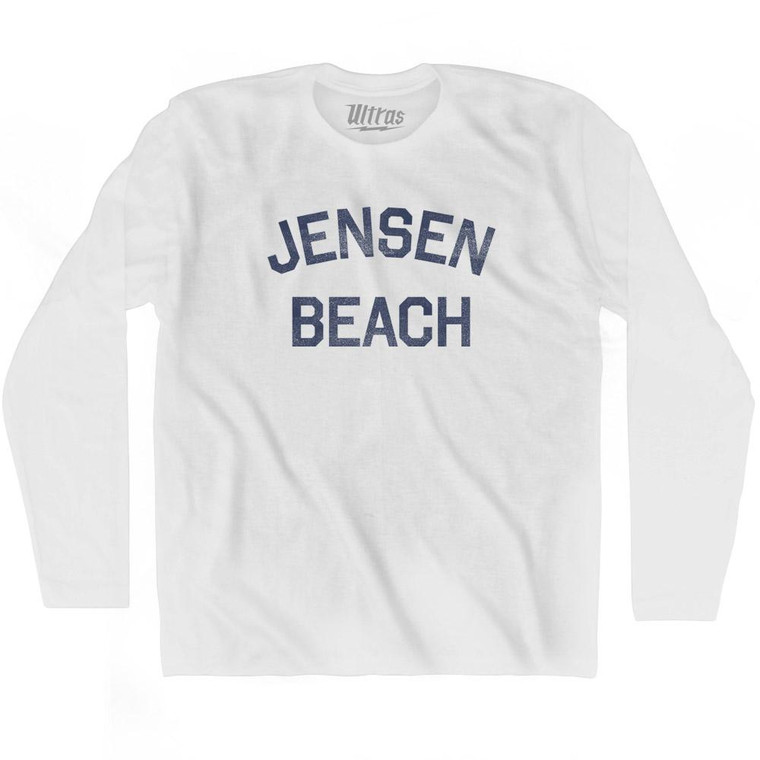 Florida Jensen Beach Adult Cotton Long Sleeve Vintage T-shirt - White