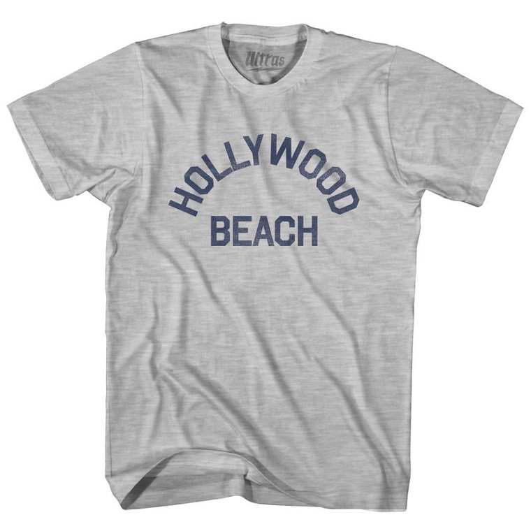 Florida Hollywood Beach Adult Cotton Vintage T-Shirt - Grey Heather