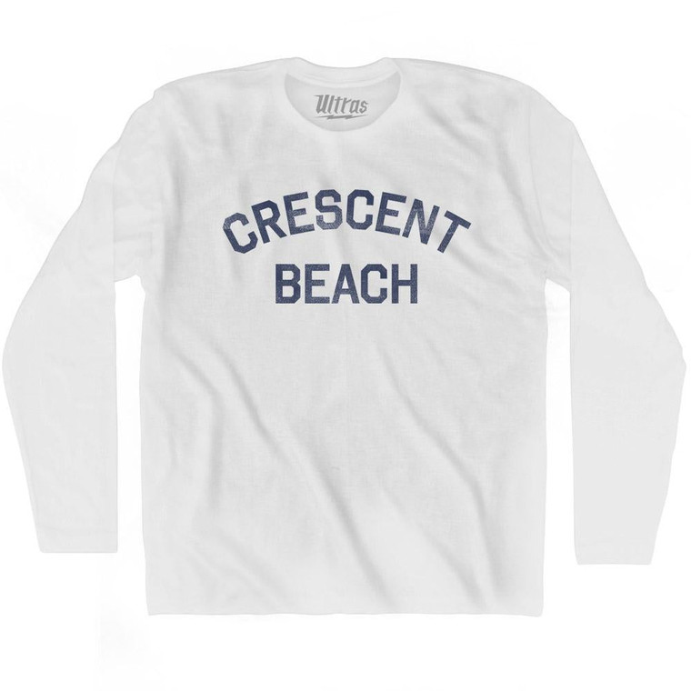 Florida Crescent Beach Adult Cotton Long Sleeve Vintage T-shirt - White
