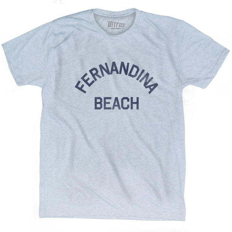 Florida Fernandina Beach Adult Tri-Blend Vintage T-Shirt - Athletic White