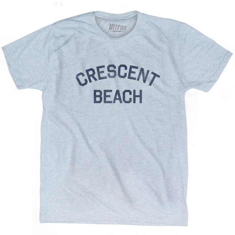 Florida Crescent Beach Adult Tri-Blend Vintage T-Shirt - Athletic White