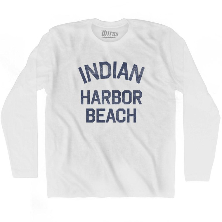 Florida Indian Harbour Beach Adult Cotton Long Sleeve Vintage T-shirt - White
