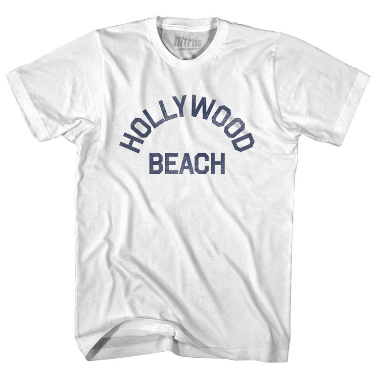 Florida Hollywood Beach Womens Cotton Junior Cut Vintage T-shirt - White