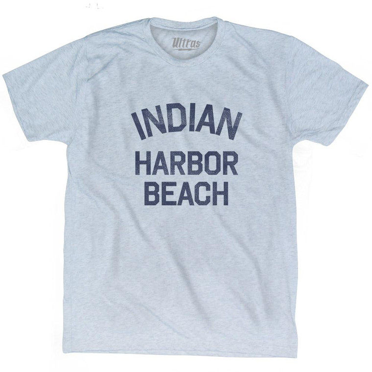 Florida Indian Harbour Beach Adult Tri-Blend Vintage T-Shirt - Athletic White