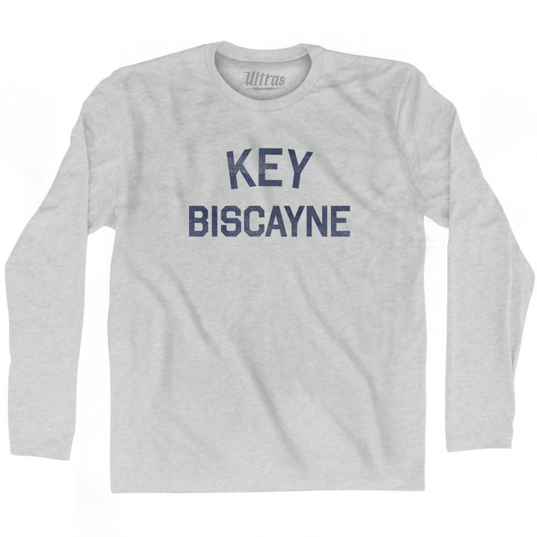 Florida Key Biscayne Adult Cotton Long Sleeve Vintage T-Shirt - Grey Heather