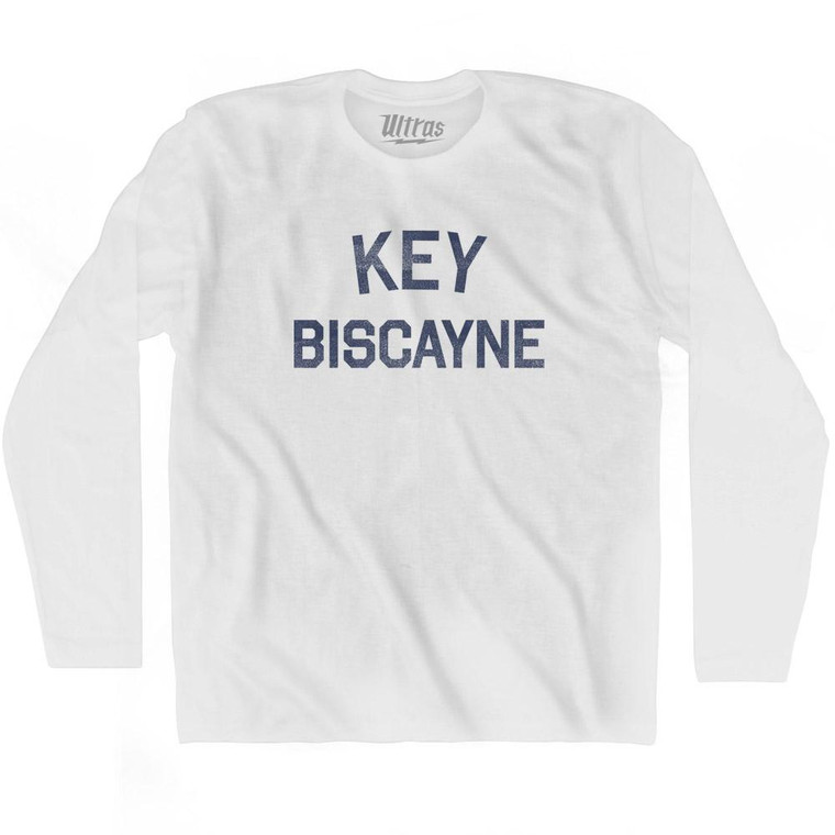Florida Key Biscayne Adult Cotton Long Sleeve Vintage T-shirt - White