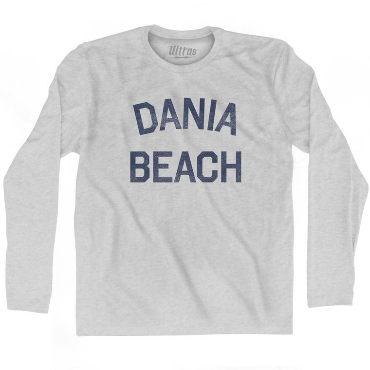 Florida Dania Beach Adult Cotton Long Sleeve Vintage T-Shirt - Grey Heather