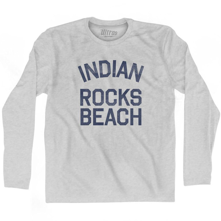 Florida Indian Rocks Beach Adult Cotton Long Sleeve Vintage T-Shirt - Grey Heather