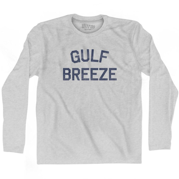 Florida Gulf Breeze Adult Cotton Long Sleeve Vintage T-Shirt - Grey Heather