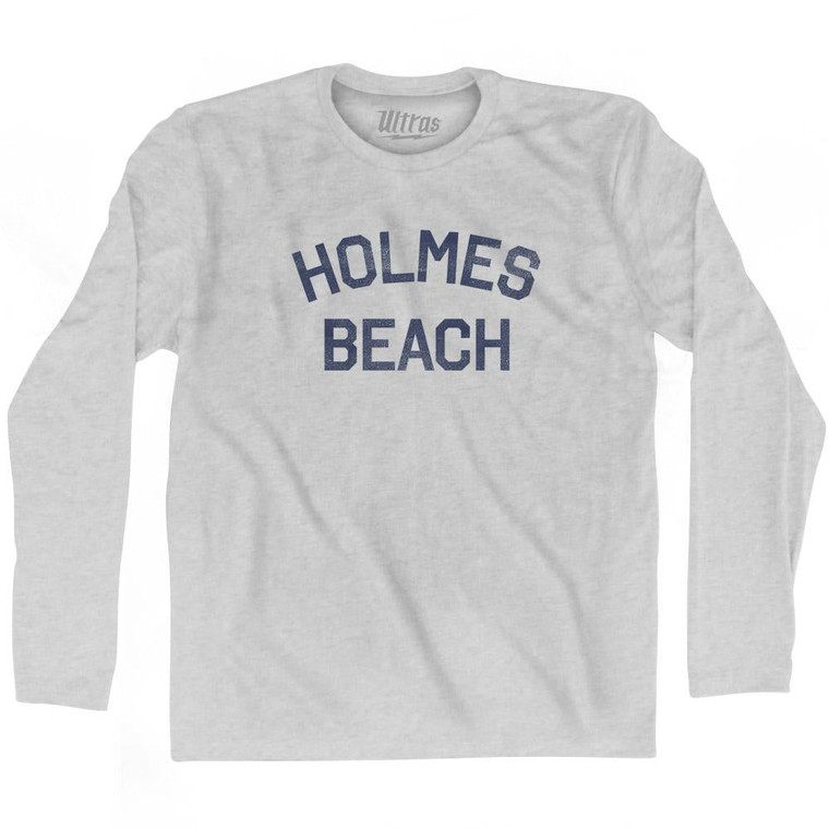 Florida Holmes Beach Adult Cotton Long Sleeve Vintage T-Shirt - Grey Heather