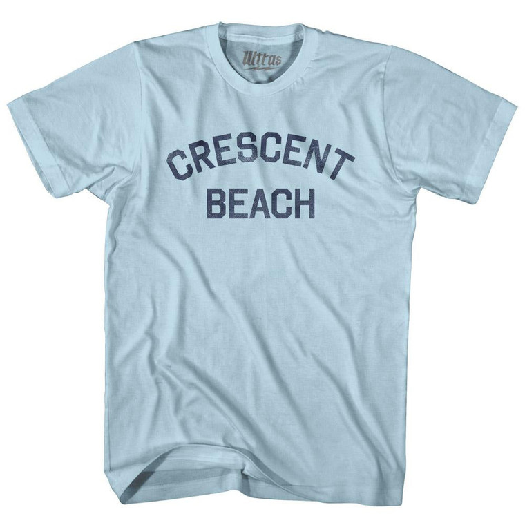 Florida Crescent Beach Adult Cotton Vintage T-Shirt - Light Blue