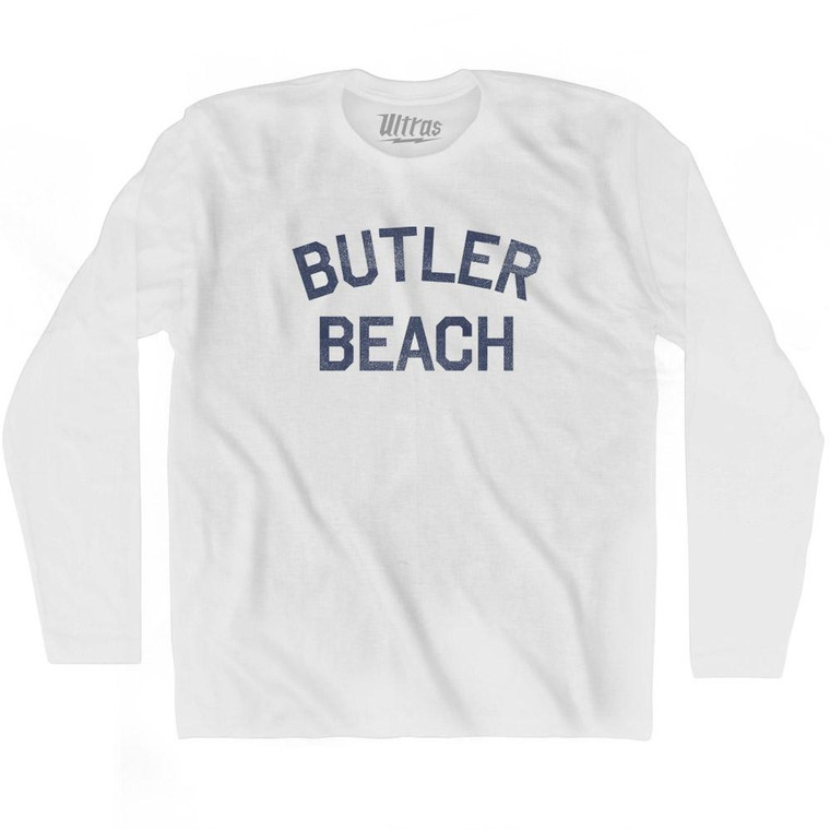 Florida Butler Beach Adult Cotton Long Sleeve Vintage T-shirt - White