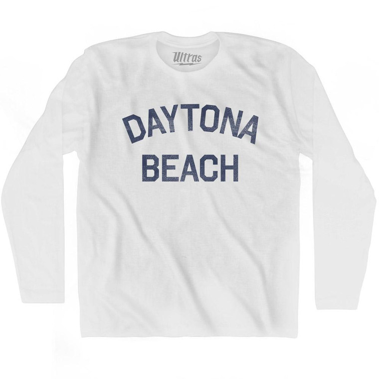 Florida Daytona Beach Adult Cotton Long Sleeve Vintage T-shirt - White