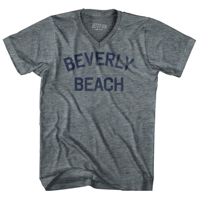 Florida Beverly Beach Adult Tri-Blend V-neck Womens Junior Cut Vintage T-shirt - Athletic Grey