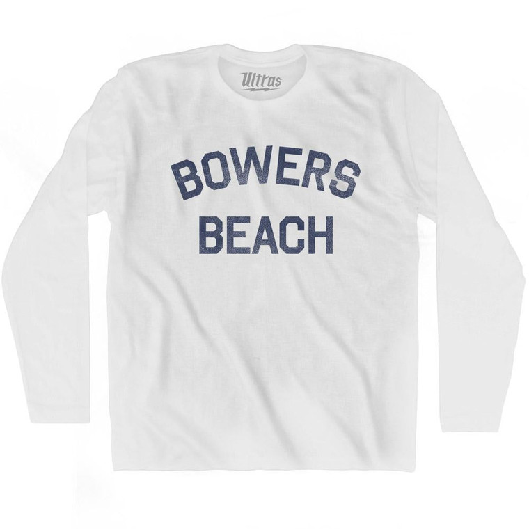 Delaware Bowers Beach Adult Cotton Long Sleeve Vintage T-shirt - White