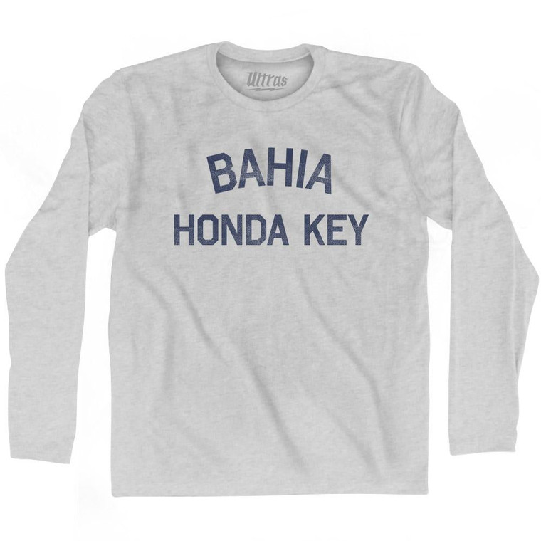 Florida Bahia Honda Key Adult Cotton Long Sleeve Vintage T-Shirt - Grey Heather