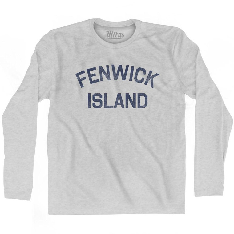 Delaware Fenwick Island Adult Cotton Long Sleeve Vintage T-Shirt - Grey Heather