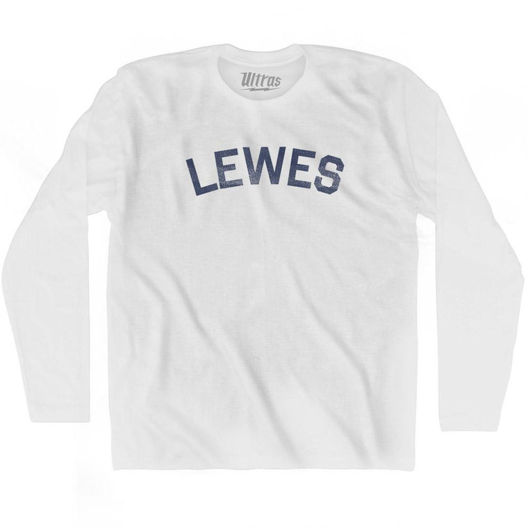 Delaware Lewes Adult Cotton Long Sleeve Vintage T-shirt - White