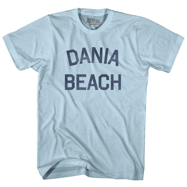 Florida Dania Beach Adult Cotton Vintage T-Shirt - Light Blue