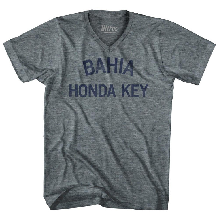 Florida Bahia Honda Key Adult Tri-Blend V-neck Womens Junior Cut Vintage T-shirt - Athletic Grey