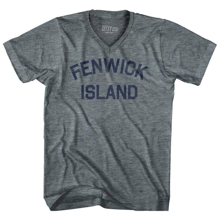 Delaware Fenwick Island Adult Tri-Blend V-neck Vintage T-shirt - Athletic Grey