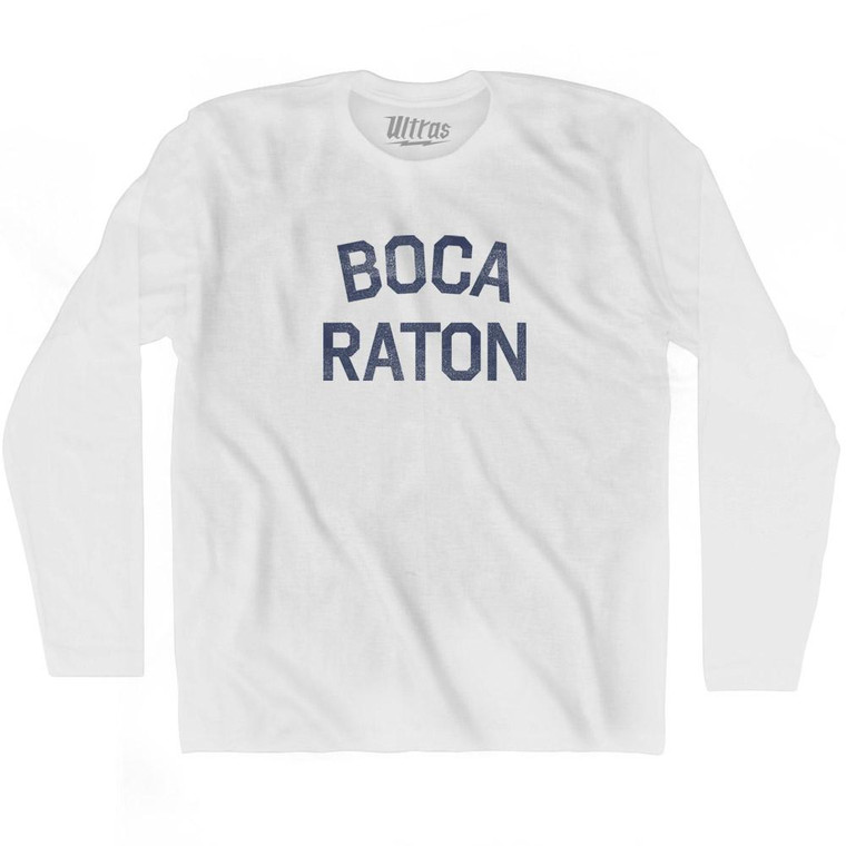 Florida Boca Raton Adult Cotton Long Sleeve Vintage T-shirt - White