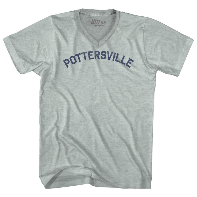 Pottersville Adult Tri-Blend V-neck T-shirt - Athletic Cool Grey