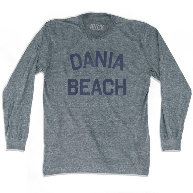 Florida Dania Beach Adult Tri-Blend Long Sleeve Vintage T-shirt - Athletic Grey