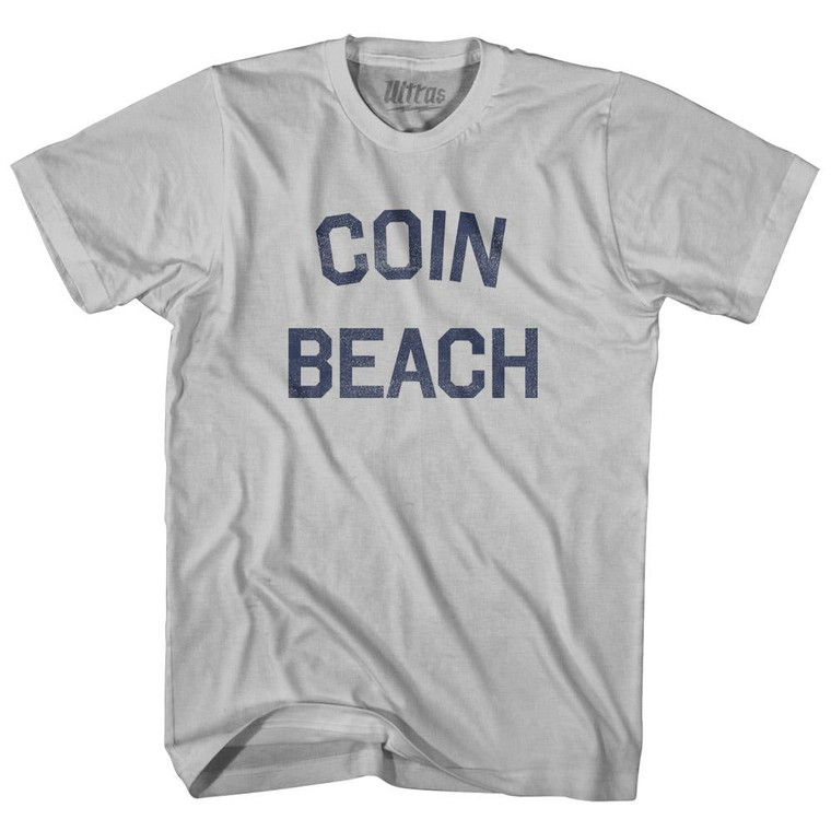 Delaware Coin Beach Adult Cotton Vintage T-Shirt - Cool Grey