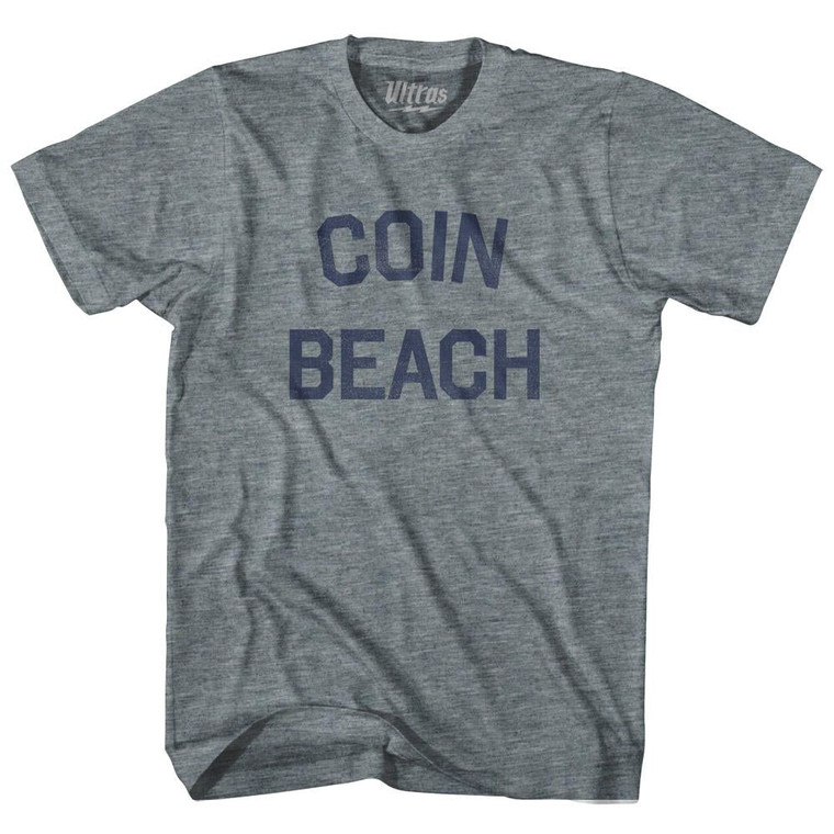 Delaware Coin Beach Womens Tri-Blend Junior Cut Vintage T-shirt - Athletic Grey