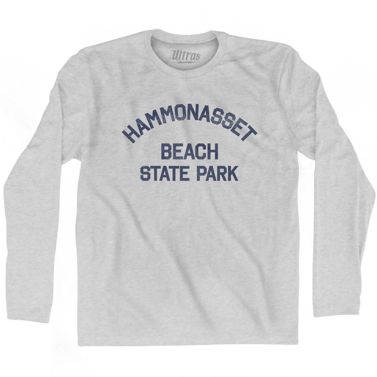 Connecticut Hammonasset Beach State Park Adult Cotton Long Sleeve Vintage T-Shirt - Grey Heather