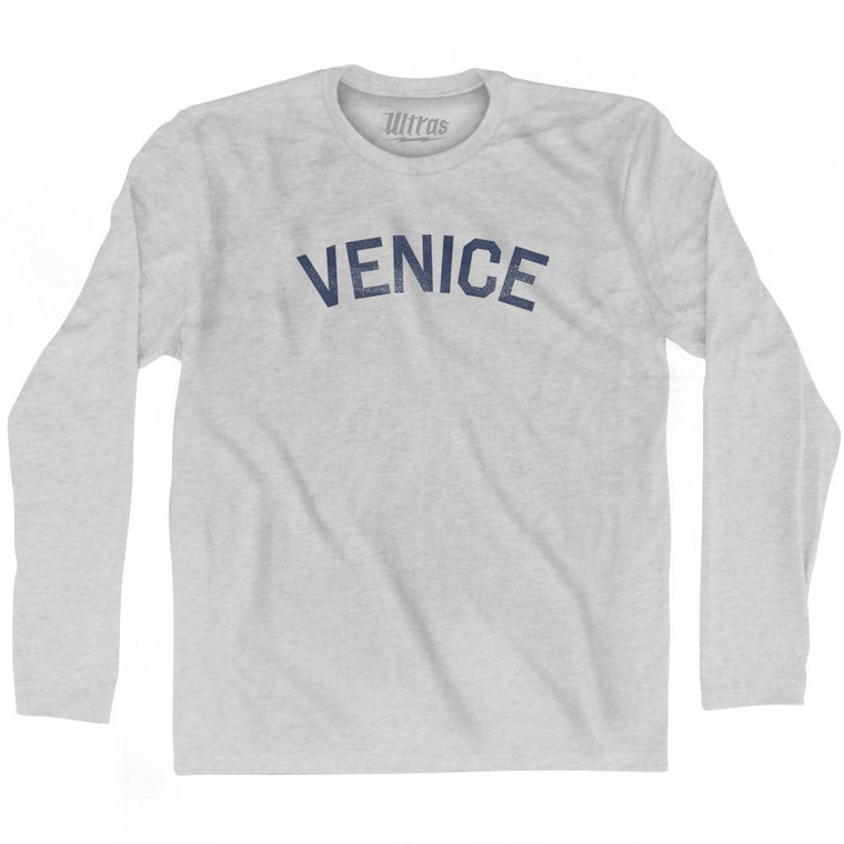 California Venice Adult Cotton Long Sleeve Vintage T-Shirt - Grey Heather