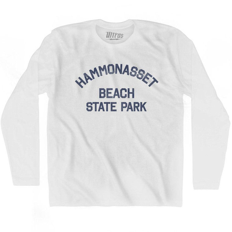 Connecticut Hammonasset Beach State Park Adult Cotton Long Sleeve Vintage T-shirt - White