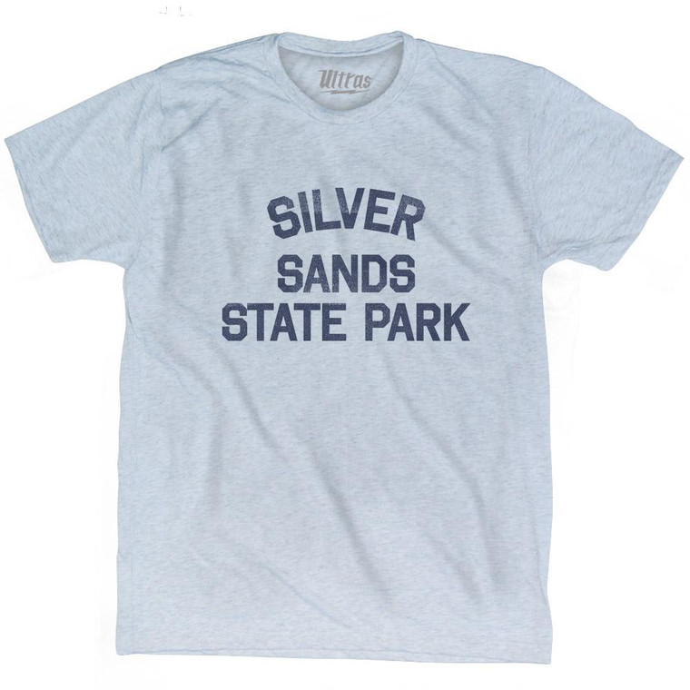 Connecticut Silver Sands State Park Adult Tri-Blend Vintage T-Shirt - Athletic White