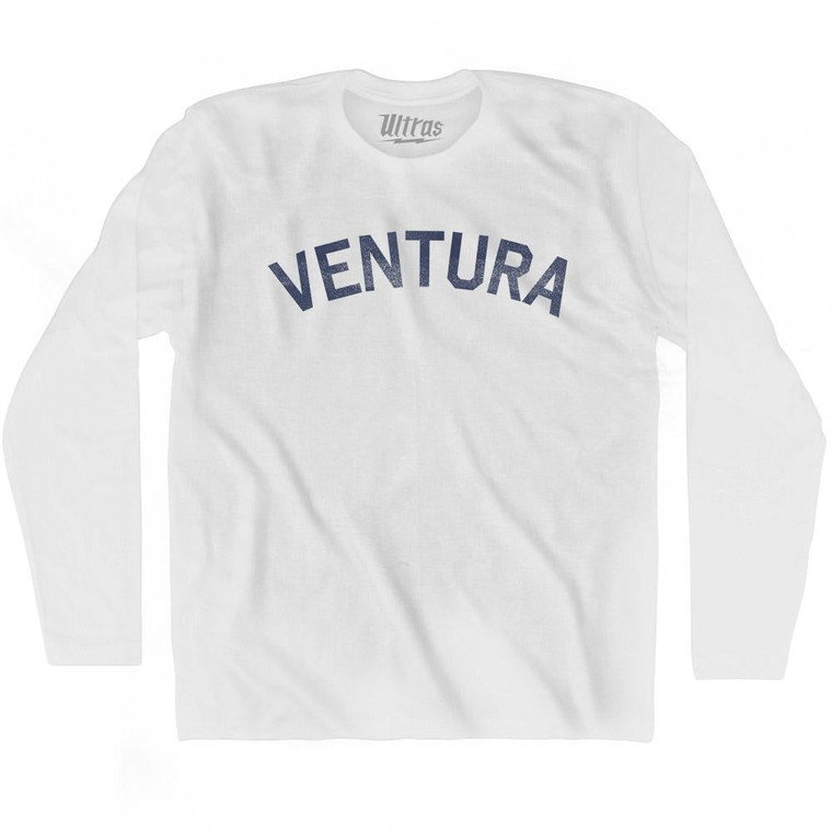 California Ventura Adult Cotton Long Sleeve Vintage T-shirt - White