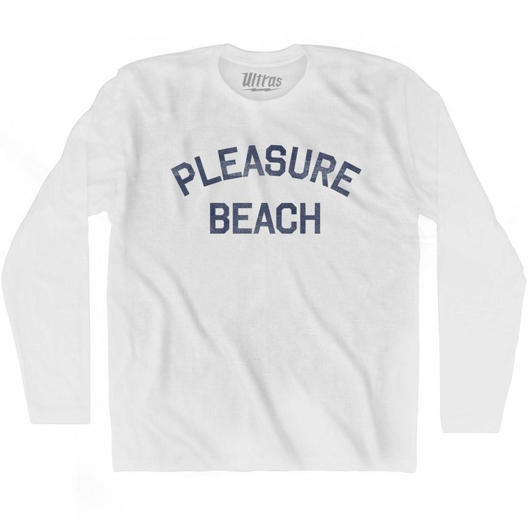 Connecticut Pleasure Beach Adult Cotton Long Sleeve Vintage T-shirt - White