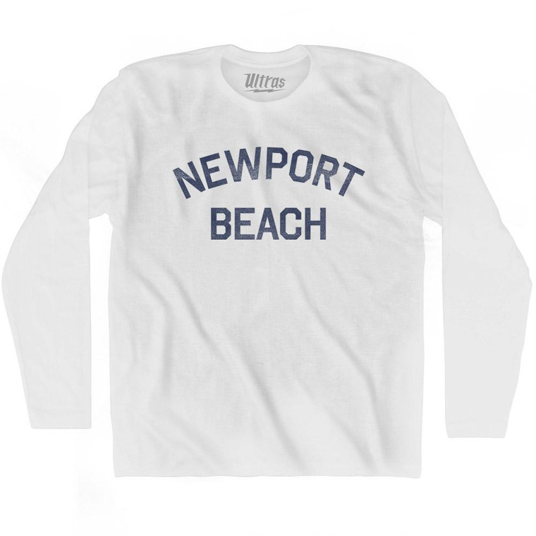 California Newport Beach Adult Cotton Long Sleeve Vintage T-shirt - White