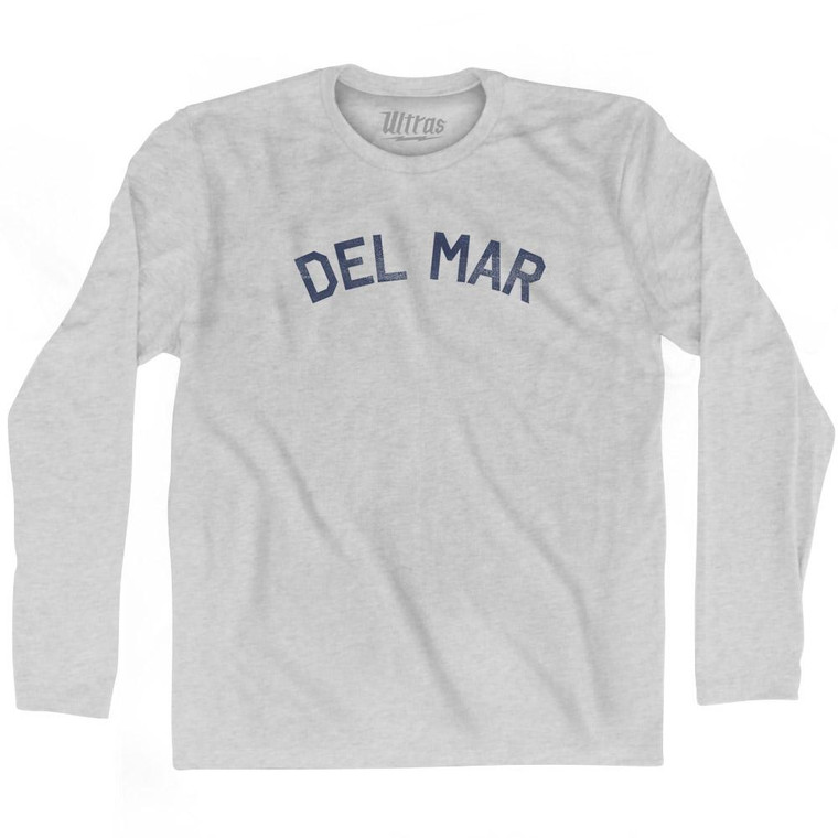California Del Mar Adult Cotton Long Sleeve Vintage T-Shirt - Grey Heather