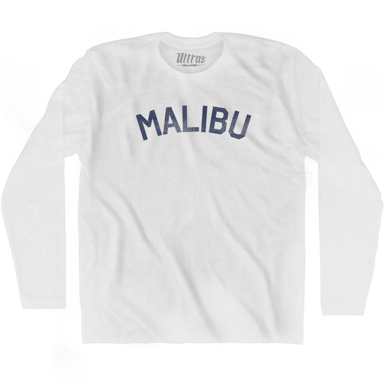 California Malibu Adult Cotton Long Sleeve Vintage T-shirt - White
