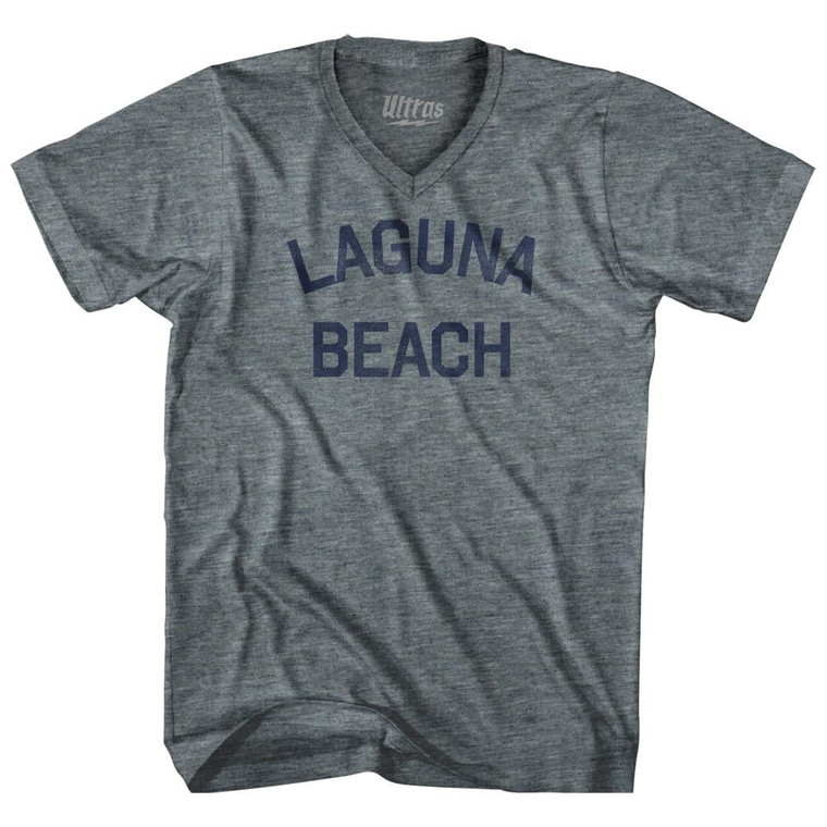 California Laguna Beach Adult Tri-Blend V-neck Vintage T-shirt - Athletic Grey