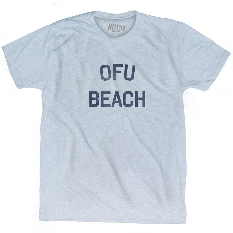 American Samoa Ofu Beach Adult Tri-Blend Vintage T-Shirt - Athletic White